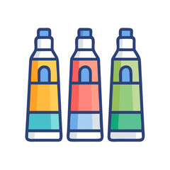 Paint Tubes Representing Artistic Coloring Tools Icon Design