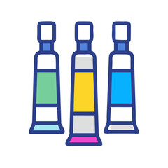 Paint Tubes Representing Artistic Coloring Tools Icon Design