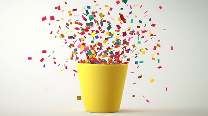 Party Popper Emoji 3D Icon: A festive 3D rendering a yellow party popper emoji icon with colorful confetti, ideal for celebrations and festive graphics.