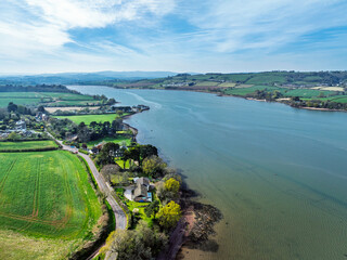 Obraz premium Farms and Fields over River Teign, Teignmouth, Shaldon, Devon, England