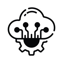Premium glyph style icon showing cloud maintenance concept