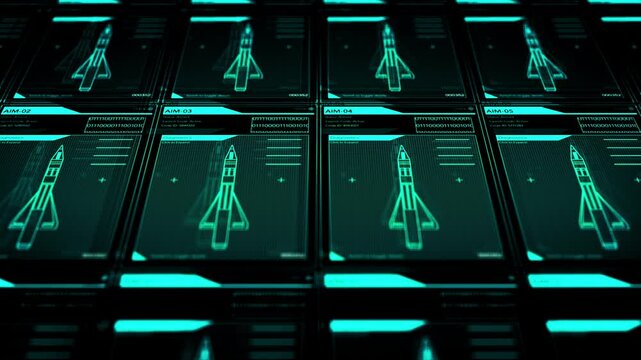 Camera pans across Generic US Air Force Fighter Jet Missile Program - Digital Version