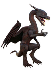 3D Rendering Fairy Tale Dragon on White