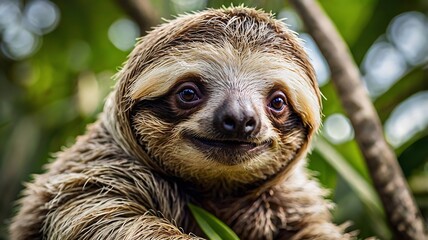 Fototapeta premium Funny Baby sloth on a nature.