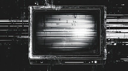 Old TV noise texture background, glitch pattern with black and white lines