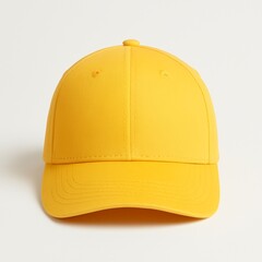 Minimalist Yellow Baseball Cap on Plain Background