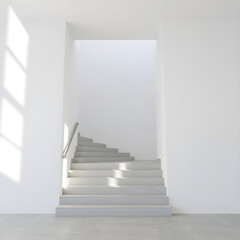 Obraz premium bright stairs interior, liminal place style, minimalistic view 