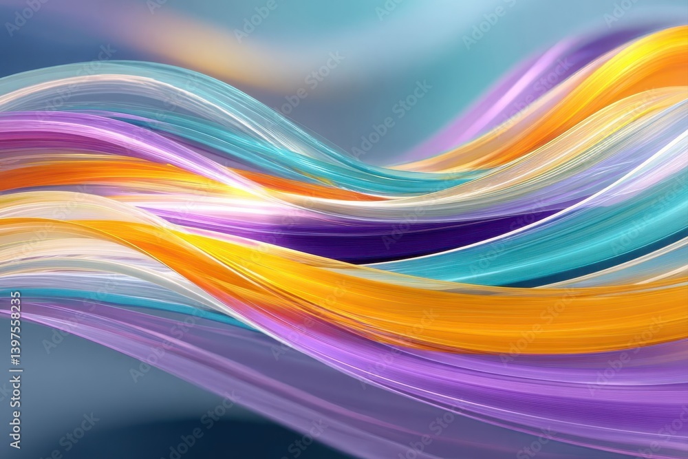 Poster abstract colorful waves flowing against a smooth background