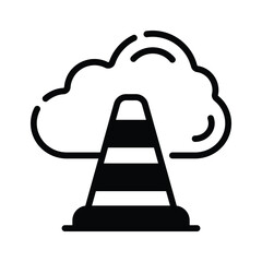 An editable glyph style icon of cloud traffic
