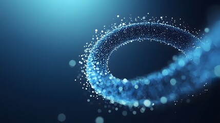 A digital abstract image of a glowing blue particle ring, floating against a dark background, symbolizing technology, data, and futuristic concepts.