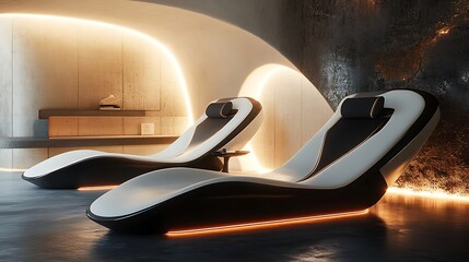 sleek futuristic seating design featuring smooth lines and innovative comfort in a modern environment ideal for cozy contemporary spaces and elegant lounge interiors