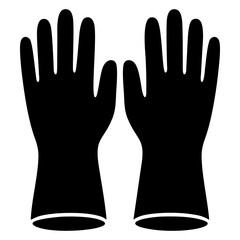 Obraz premium Vector illustration of black rubber gloves on a transparent background, silhouette