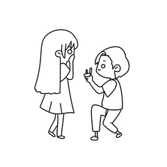 A boy is giving a girl a ring