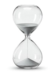 An empty clean hour glass on white background