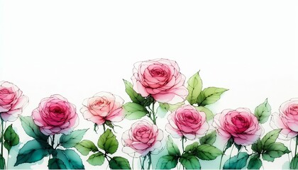 Fototapeta premium Ilustración flores estilo tinta de alcohol. tarjeta. primavera. fondo blanco aislado