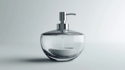 Clear Soap Dispenser, Pouring Liquid, Studio, Minimalist Background