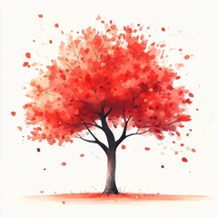 Fototapeta premium Vibrant autumn tree shedding leaves tranquil park artful photography serene setting aesthetic perspective