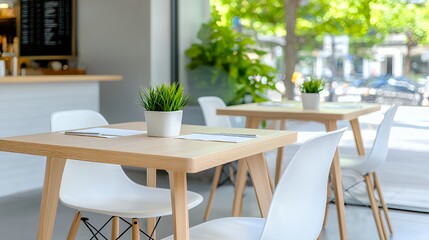 Fototapeta premium Modern cafe interior with natural light