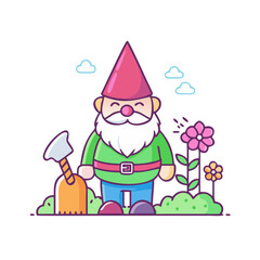 garden gnome icon, garden gnome vector illustration-simple illustration of garden gnome, perfect for garden gnome logos and icons