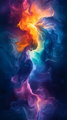 Fototapeta premium Ethereal Swirling Cloud Mobile Wallpaper Vibrant Orange, Blue & Purple Abstract | Vertical HD Background