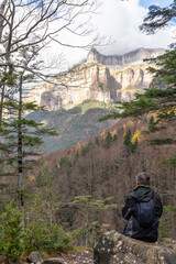 Ordesa national park in the Pyrenees mountains Huesca Aragon Spain sunset landscape
