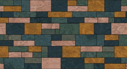 Stone Wall Texture Pattern - A texture of a multicolored stone wall, ideal for backgrounds or design projects. Various sized rectangles create a unique pattern