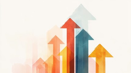 A chart with upward reaching arrows indicating business achievements over time.