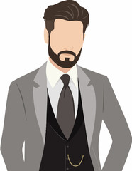 Vector illustration of a man in a suit and waistcoat. Vector Image