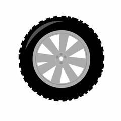 Fototapeta premium Vehicle Tire and Wheel Icon Illustration. Vector Image
