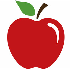 Red Apple with Green Leaf Vector Illustration. Vector Image