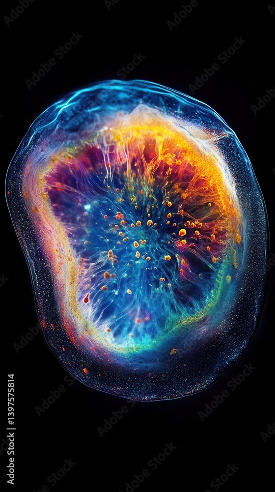 Poster a colorful abstract formation resembling an explosion in space