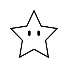 Outlined Star Shape with Eyes on White Background Icon Illustration