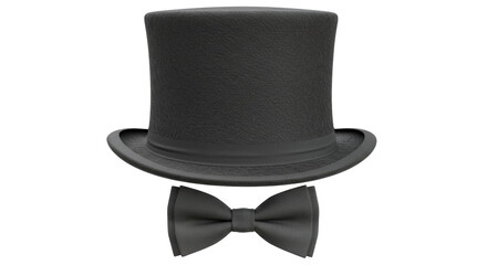 Isolated Top Hat and Bow Tie Formal Wear