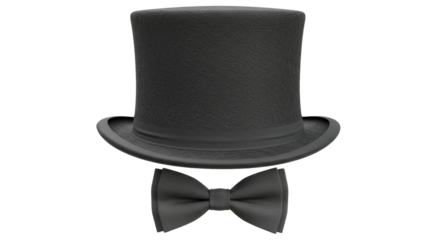 Isolated Top Hat and Bow Tie Formal Wear