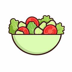 Fresh Vegetable Salad in Bowl Illustration. Vector Image