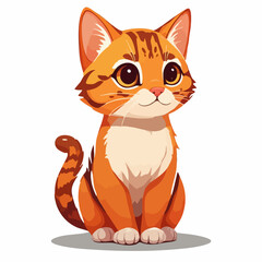 Fototapeta premium Cute Orange Tabby Kitten Sitting Down. Vector Image