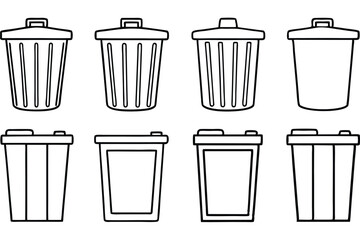 Colorful Trash Bin Illustrations for Infographics
