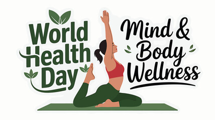 World Health Day vector illustration in flat design showing medical professionals, heart health, stethoscope, and healthcare icons – perfect for hospital, clinic, wellness, and medical campaign design