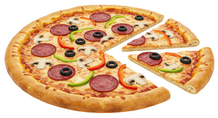 Isolated Pizza with Slices