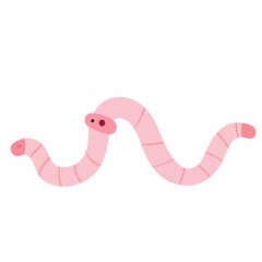Fototapeta premium Cartoon Pink Worm Illustration. Vector Image