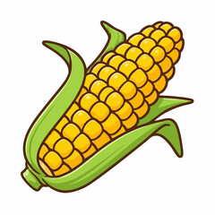 Cartoon illustration of an ear of corn. Vector Image