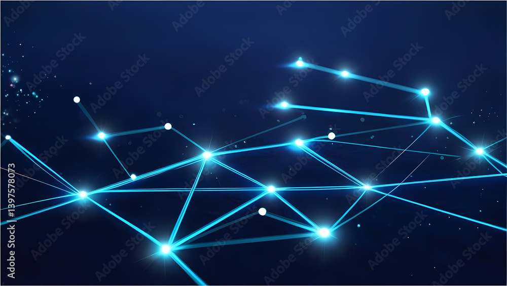 Wall mural luminous blue star-like nodes forming a recognizable pattern in space.