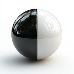 Stylized duality icon reflecting harmony between light and dark spheres showcasing glossy texture and modern design aesthetics