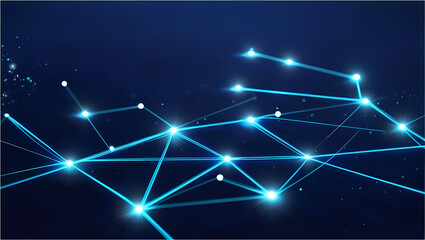 Luminous blue star-like nodes forming a recognizable pattern in space.