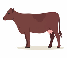 Obraz premium Brown Cow Side Profile Illustration. Vector Image