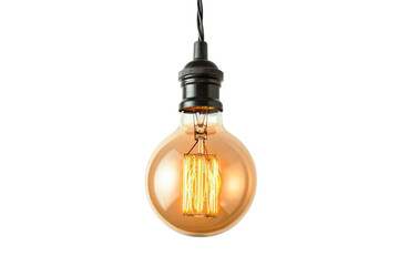 Vintage Edison Bulb Pendant Light Isolated On Transparent Background