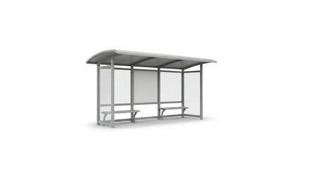 Minimalist tram stop shelter against a blank backdrop for urban visualizations