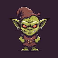 Obraz premium Angry Goblin Cartoon Character Illustration. Vector Image