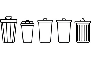 Minimalist Trash Bin Design Set for Print and Web