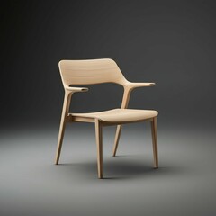 Wooden Armchair in Studio with Minimalist Design and Light Wood